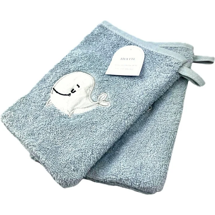 2er Pack Baby Waschhandschuhe » Set 2 Kinder Waschlappen Frottee » 21 x 15 cm reine Baumwolle » Wasch Handschuhe - Blau – Bild 1