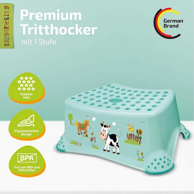 KiNDERWELT Tritthocker Premium stabiler Tritthocker Tier Motiv weiß – Bild 5