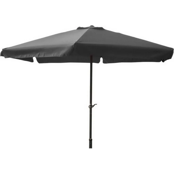XL Alu Sonnenschirm Ø 3m Kurbelschirm Gartenschirm Marktschirm Krempe steingrau