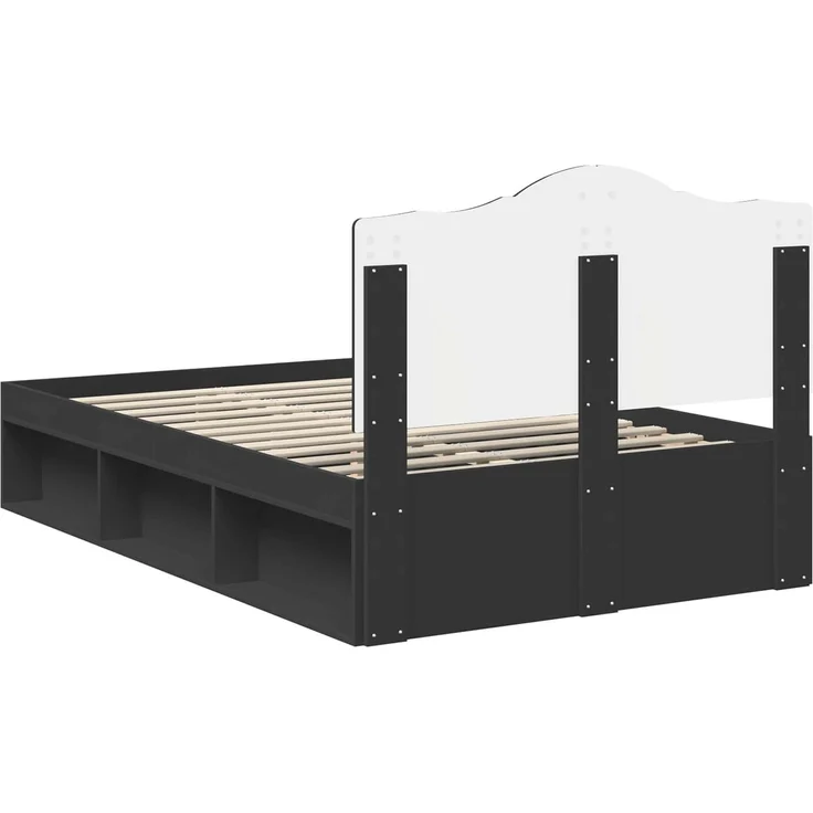 vidaXL Bettrahmen Schwarz 135 x 190 cm Massives Kiefernholz 3413318 – Bild 8
