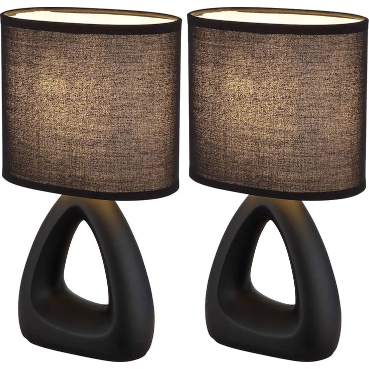 2er Set Tischleuchte, Keramik Textil, schwarz, H 30 cm – Bild 1