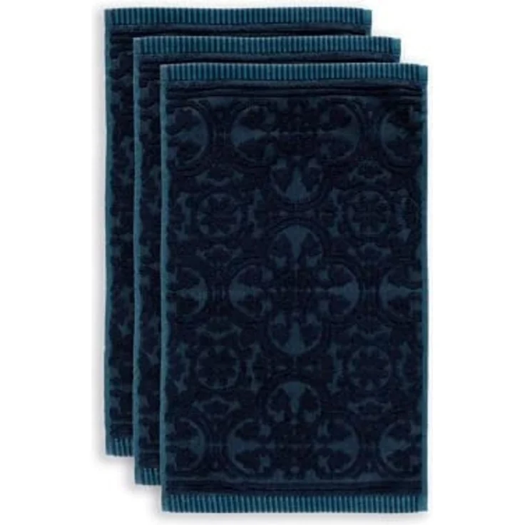 PiP Studio Handtuch Tile Pip Dark Blue 30X50 Set A 3 Dunkelblau 100% Cotton, terry, 5, Baumwolle (1-St), Handtuch Frottetuch – Bild 1