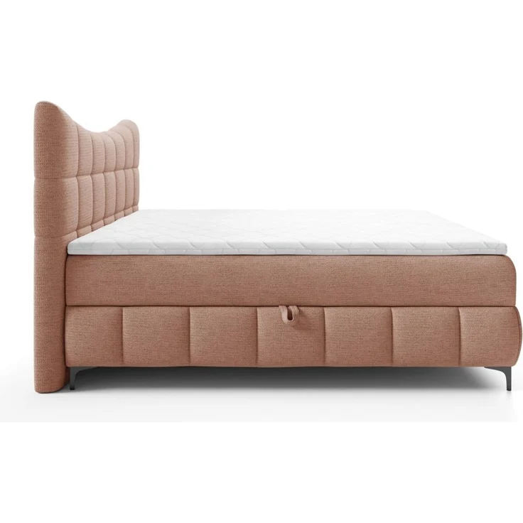 Boxspringbett Schlafzimmerbett CHARLES 200x200cm Stoff Aragon Rostbraun – Bild 4
