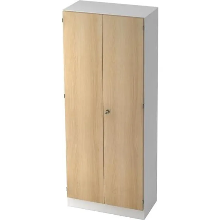 Garderobeschrank 5OH, Sockelblende SG Weiß / Eiche