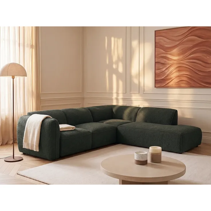 Vente-unique - CAMILIO Sofa Stoff Grün - B 102 cm x H 74 cm x L 270 cm