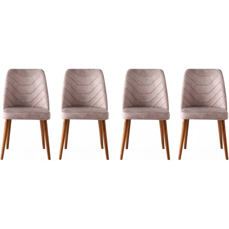 Skye Decor 'Dallas 555 V4' Stuhlset (4-teilig), Walnuss / Beige, 50 x 90 x 49 cm