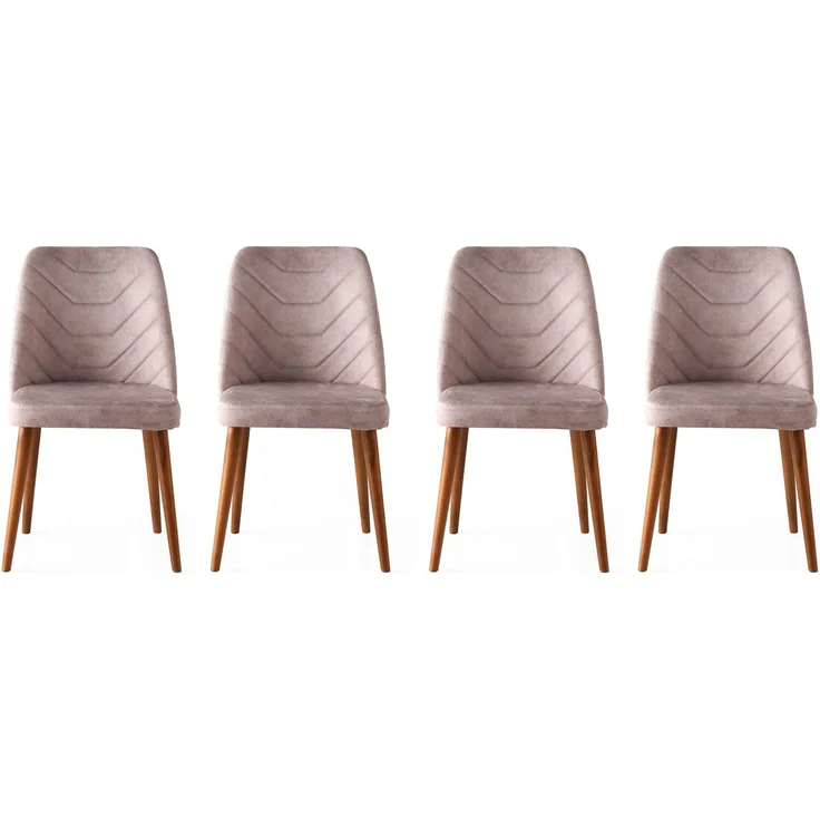 Skye Decor 'Dallas 555 V4' Stuhlset (4-teilig), Walnuss / Beige, 50 x 90 x 49 cm – Bild 1