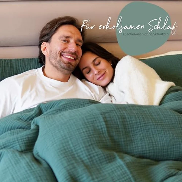 blanketino Bettwäsche Bettbezug Set aus 100% Musselin Bio-Baumwolle, atmungsaktiver Kissenbezug & Deckenbezug, Musselin, Made in Germany – Bild 7