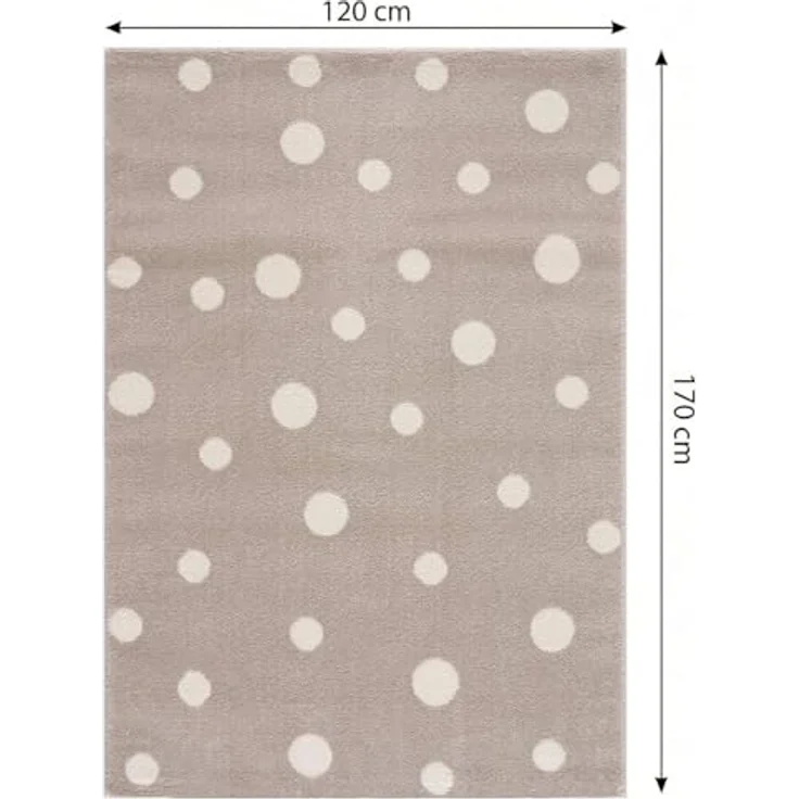 Jimri Kinderteppich DOTS l Pünktchen Gepunktet l Öko-Tex Siegel | Farbe: Beige Blau Rosa | Kinderzimmer/Jugendzimmer (Beige, 120x170 cm) – Bild 3