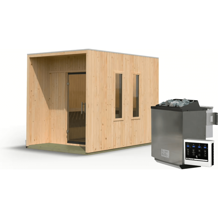 Karibu Saunahaus Laguna mit 9kW Bio-Ofen in zwei Farben erhältlich naturbelassen – Bild 2