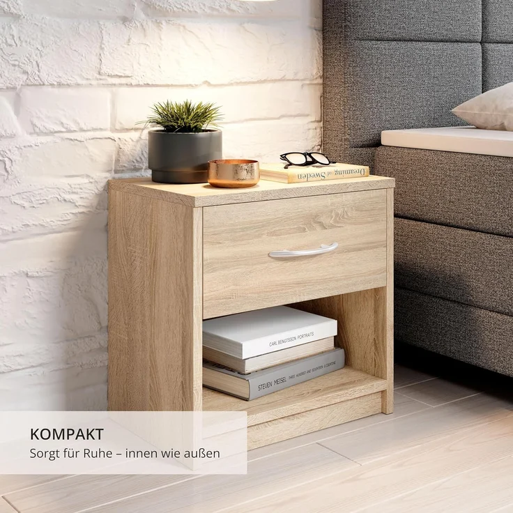 Nachtkommode 1 Schublade 38-533-66 PEPE Eiche Sonoma Sägerau Nb. ca. 39 x 41 x 28 cm – Bild 6