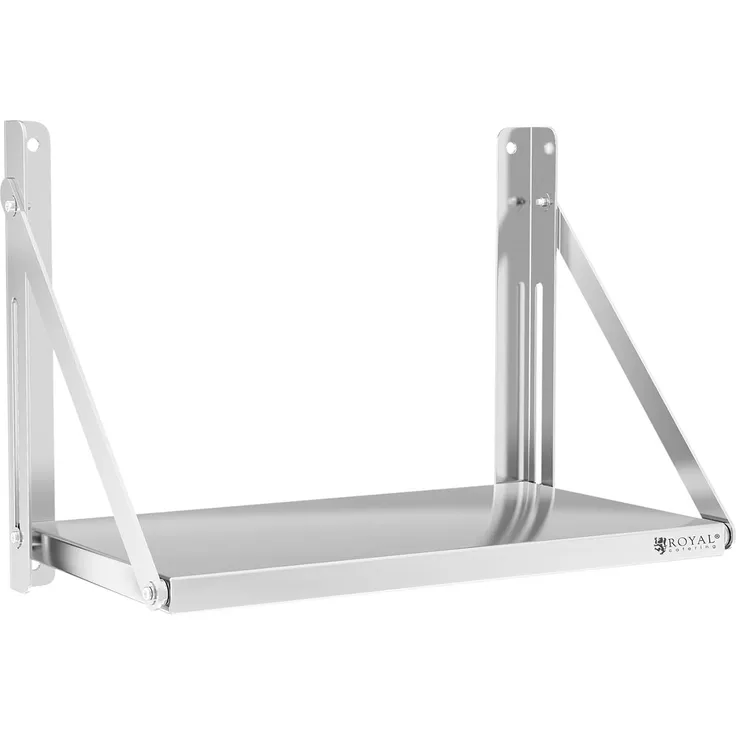 Royal Catering Hängeregal Wandbord klappbar 40 kg Wandregal 60x30 cm Edelstahl Küchenregal
