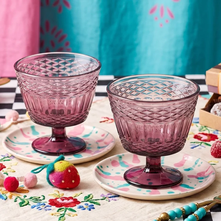Hermia Concept 'Vega - Burgundy HC' Eisbecher-Set aus Glas (2-teilig), Bordeaux, 11 x 11 x 10,2 cm, 350 ml – Bild 2
