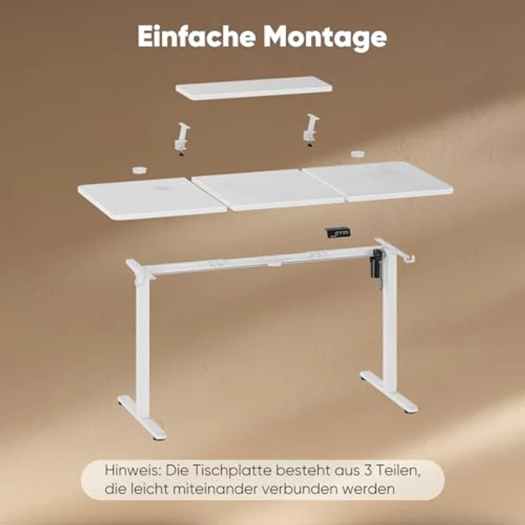 Sweetcrispy Höhenverstellbarer Schreibtisch mit Monitorständer, 160x60 cm Schreibtisch Höhenverstellbar Elektrisch, Ergonomischer Steh-Sitz Tisch, Computertisch Standing Desk, Weiß – Bild 8
