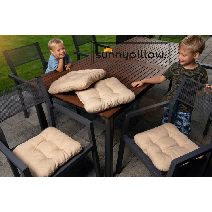sunnypillow Stuhlkissen 4er Set Stuhlkissen 45x45 cm Bequeme 8cm, Polsterauflage Auflage für Stühle / Bänke – Bild 2