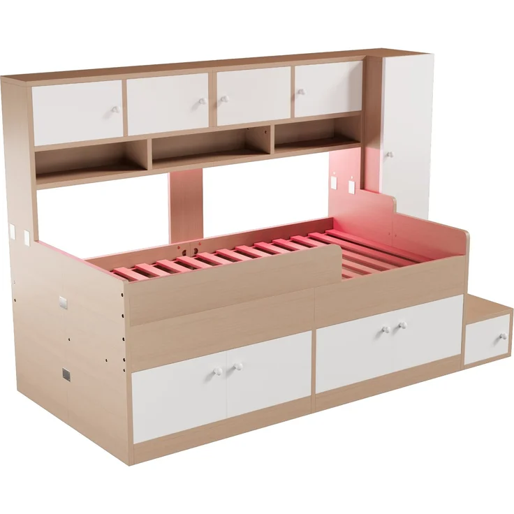 Polsterbett 160×200 cm aus Velvet-Stoff mit LED-Beleuchtung und USB-Typ-C-Anschluss, dunkelgrau – Bild 7