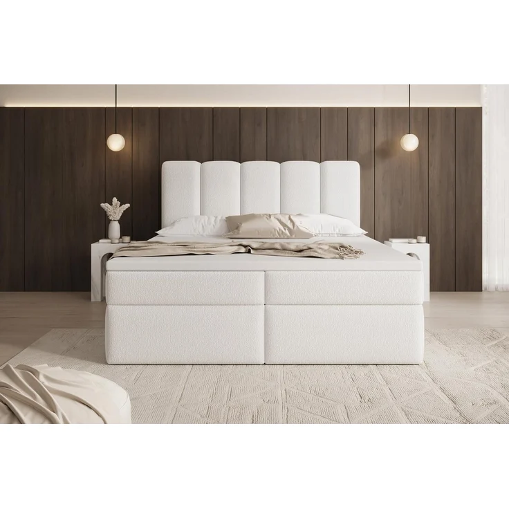 Compleo Boxspringbett COZYS mit 2 Bettkasten, Bonell-matratze und Topper als Option (TOPSELLER, MADE IN EU), Doppelbett boucle, Elegant Schlafzimmer – Bild 2