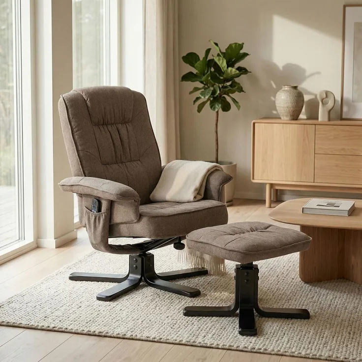 IDIMEX Relaxsessel CHARLY, Fernsehsessel mit Hocker, TV-Sessel neigungsverstellbar braun