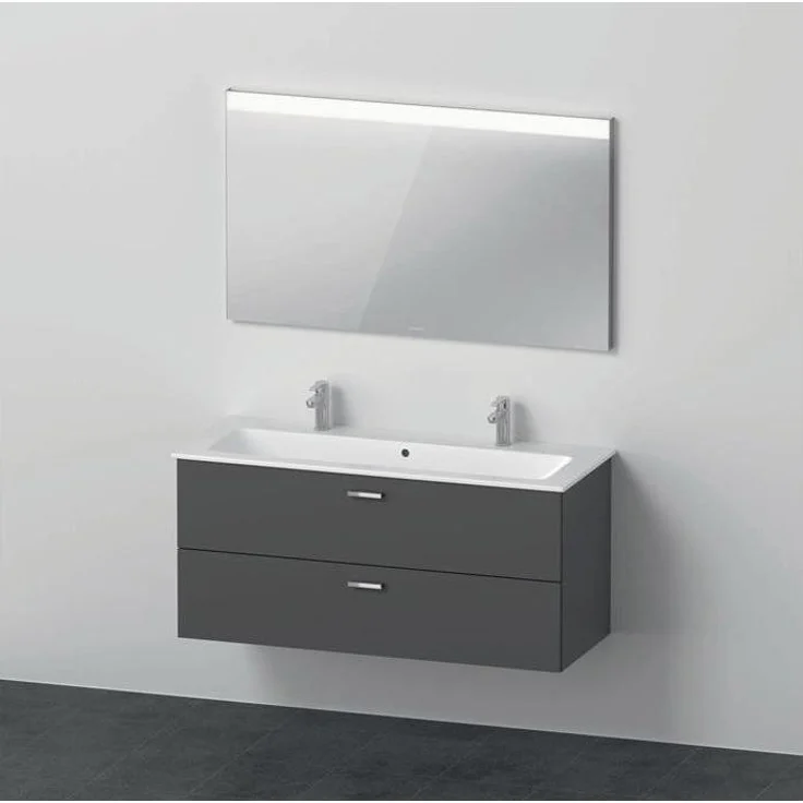 Duravit Badmöbelset XBASE 1230mm, wandhängend mit Spiegel und LED-Randlichtfeld, graphit matt
