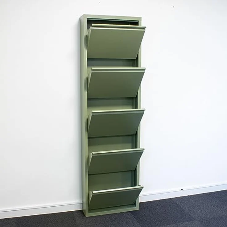 ebuy24 Pisa Schuhkipper, Grün, Metall, 10 Klappen, 100x173x16 cm, Garderobe für Schuhaufbewahrung – Bild 4
