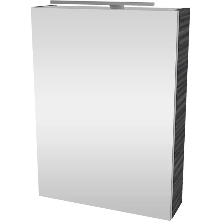 Fackelmann SBC B.PERFEKT Gäste-WC Spiegelschrank 50 cm, Anthrazit Holzoptik, links