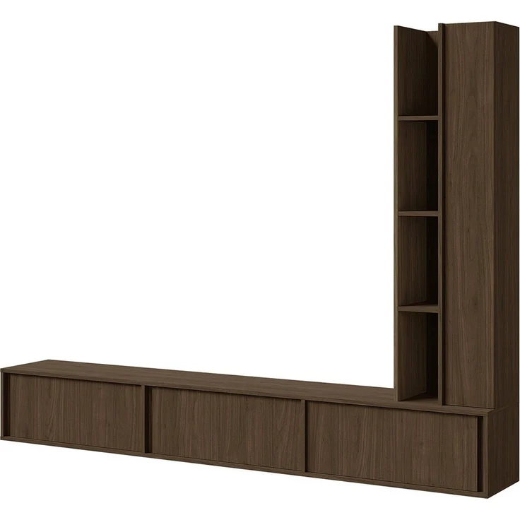 Beautysofa Wohnwand VERO 2-teilig Wohnzimmer-Set mit TV-Lowboard und Hochschrank, (TV-Lowboard 230 cm hängend oder stehend, im Japandi-Stil), grifflos, TV-Schrank, Medienmöbel – Bild 4