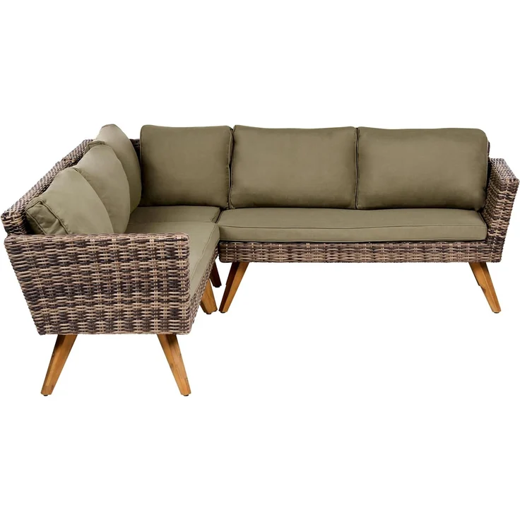 Garten Ecksofa mit Tisch 6-Sitzer VITTORIA Polyrattan Olivgrün – Bild 6