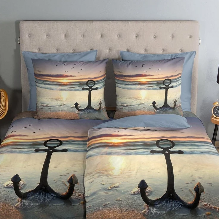TRAUMSCHLAF Bettwäsche Anker, Renforce, 2 teilig, maritimes Design aus 100% Baumwolle – Bild 2