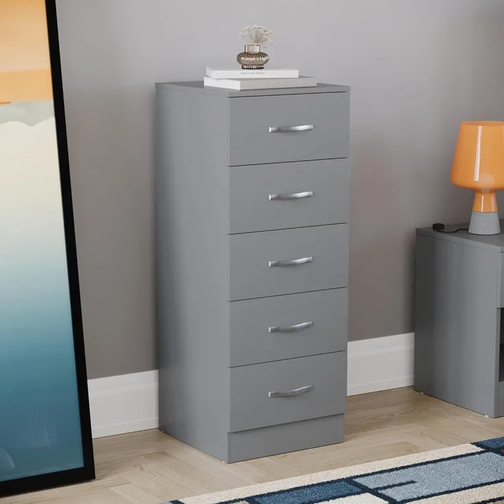 Vida Designs Brust Schmale Kommode, grau, 36D x 34. 5W x 90H centimetres