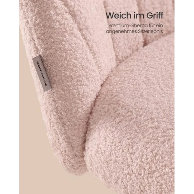 SONGMICS Schminkstuhl, Bürostuhl, Fleece-Oberfläche, höhenverstellbar, kompaktes Design, weiß – Bild 3