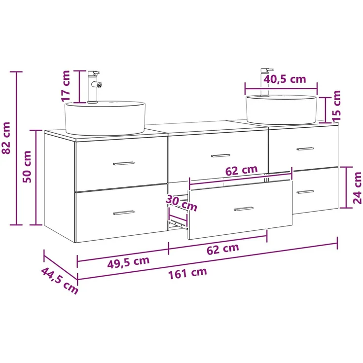 vidaXL Wandmontiertes Badezimmerschrank-Set 3 stk. Betongrau 3405870 – Bild 10