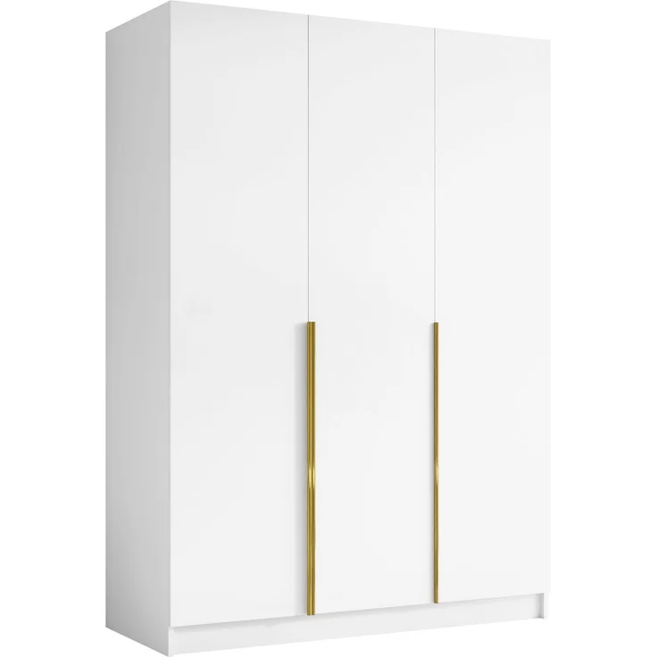 Mirjan24 'Cikzori' Kleiderschrank mit Einlegeböden und Kleiderstange, 3-türig, Laminatplatte, 215 x 58 x 150 cm, Weiß / Gold, ohne Spiegel – Bild 1
