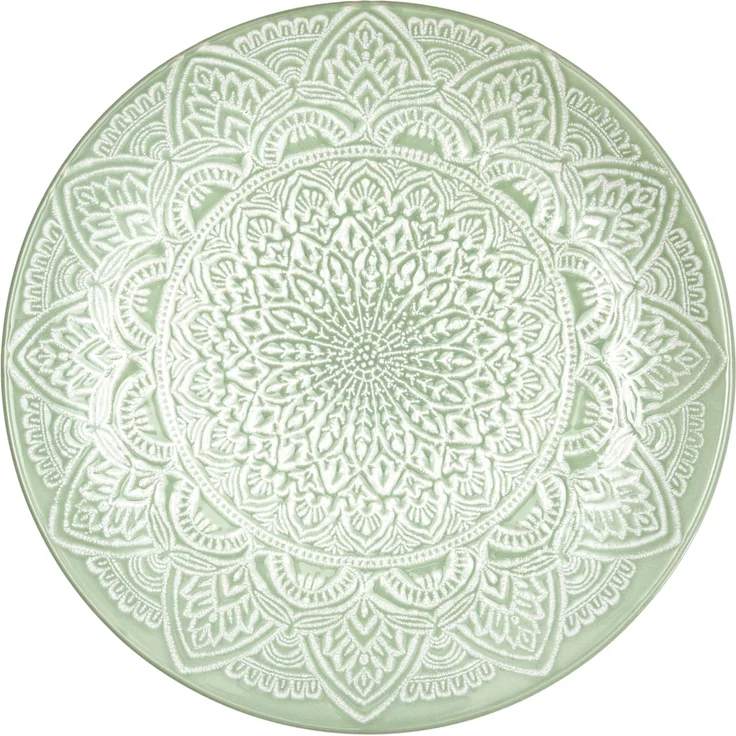 HOME DECO FACTORY, KA0457, Sahara Ceramic Plate, modern and elegant Design, ideal for All Your Meals, Dishwasher and Microwave Compatible, D27 cm, Green