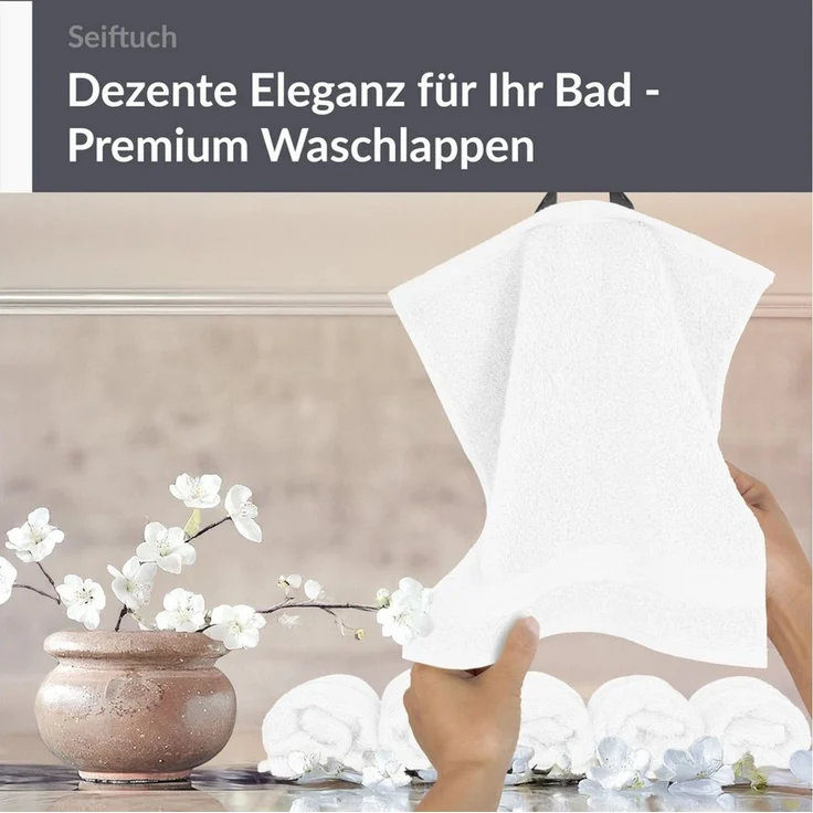 Lashuma Waschlappen - Seiftücher Linz, (Spar-Set, 6-St), Weiche Gästehandtücher 30x30 cm weiß aus 100% Baumwolle – Bild 4