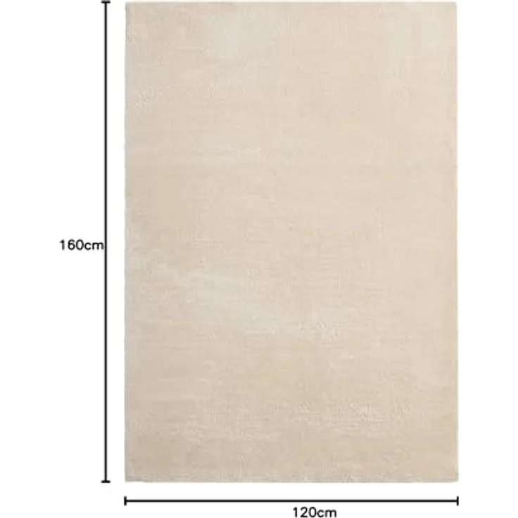 the carpet Relax kuscheliger Kurzflor Teppich, Anti-Rutsch Unterseite, Waschbar bis 30 Grad, Super Soft, Felloptik, Beige, 120x160 cm – Bild 3