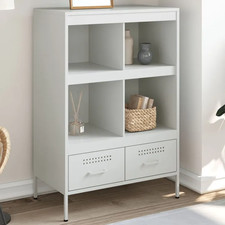 Highboard, BuffetSchrank, Büroschrank Weiß 68 x 39 x 101,5 cm Stahl