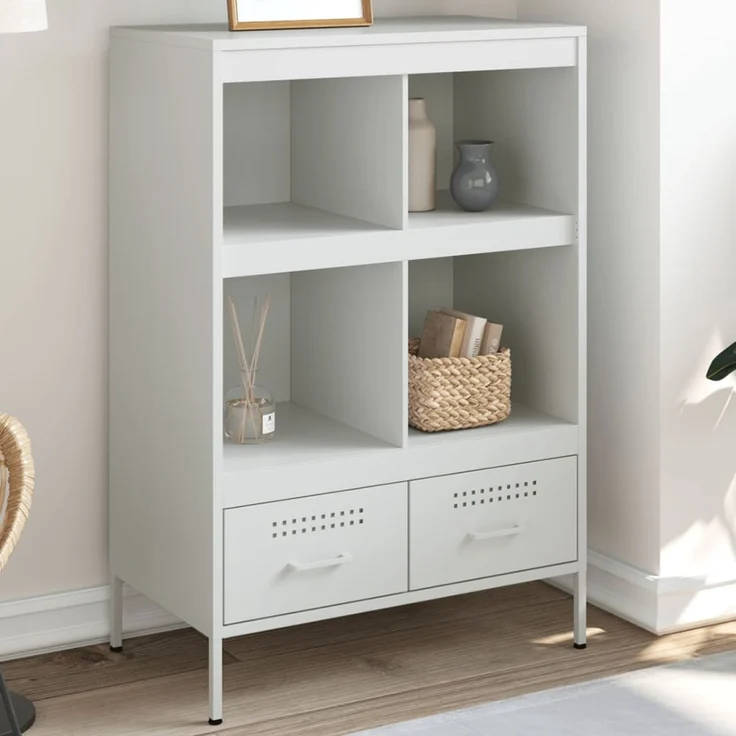 Highboard, BuffetSchrank, Büroschrank Weiß 68 x 39 x 101,5 cm Stahl – Bild 1