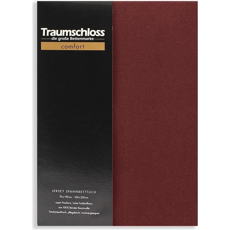 Traumschloss Spannbettlaken Comfort, Jersey, Bordeaux, 90-100x200, 100% Baumwolle – Bild 1