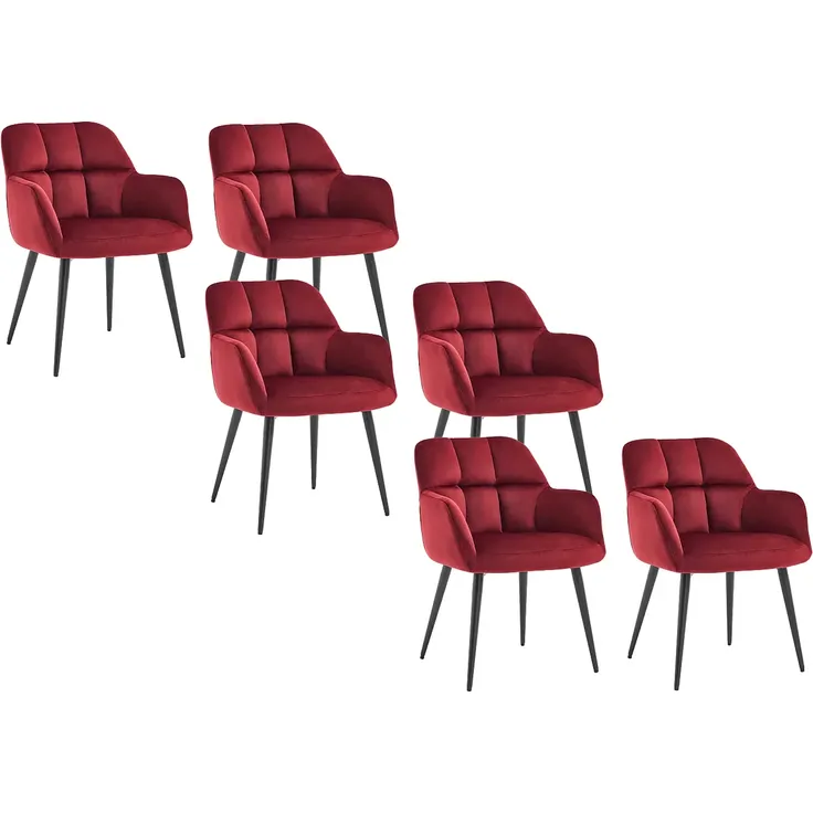 Vente-unique - PEGA Stuhl SamtStoff Rot - B 62 cm x H 78 cm x L 58,5 cm – Bild 2