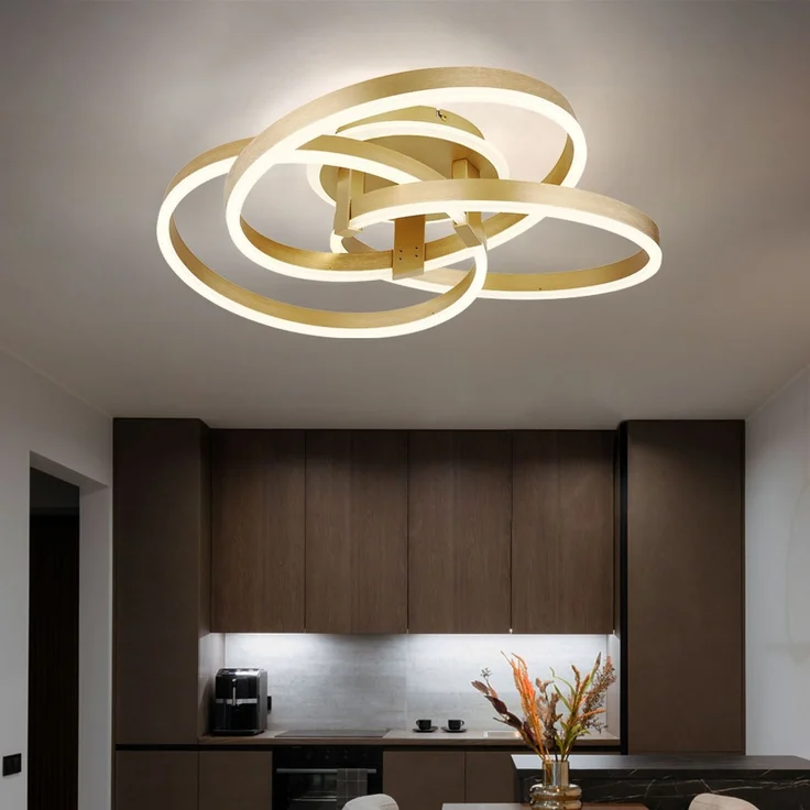 LED Deckenleuchte, Dimmer, Nachtlicht, Gold, CCT, L 60 cm – Bild 3