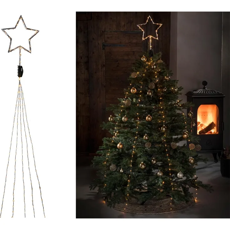 Hängende LED Christbaum Lichterkette mit Stern für Innen 274 LED´s -"Baummantel"
