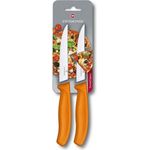Victorinox, Swiss Classic, Profi Steak- und Pizzamesser, Extra Scharfe Klinge, Wellenschliff, 12 cm, Robuster Kunststoffgriff, Rostfreier Stahl, orange