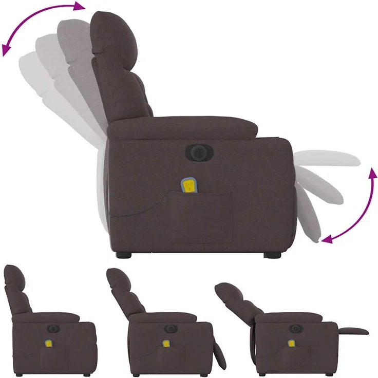 vidaXL Elektrischer Massagesessel mit Aufstehhilfe Dunkelbraun Stoff 3303067 – Bild 8