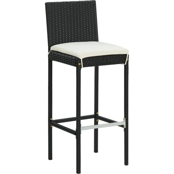 vidaXL Garten-Barhocker mit Kissen 4 Stk. Schwarz Poly Rattan 316670