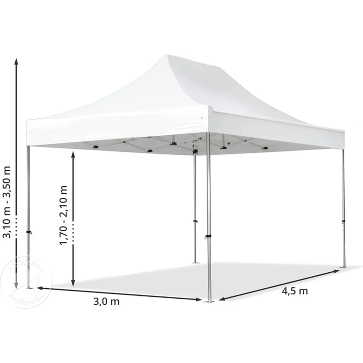 3x4,5 m Faltpavillon PROFESSIONAL Alu 40mm, Seitenteile mit Panoramafenstern, creme – Bild 10