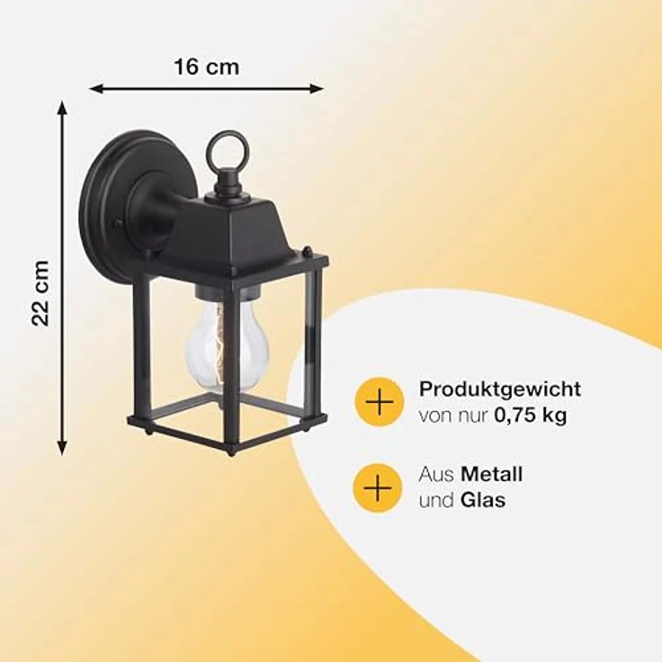 BRILLIANT Irvin Außenwandleuchte Schwarz, wetterfeste hängende Wandlampe mit IP23, E27 Fassung für LED-Leuchtmittel, Metall/Glas für Hauswand, Terrasse & Garten – Bild 3