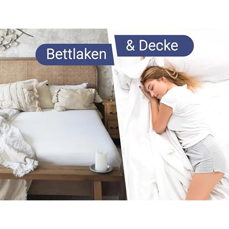 Zollner Spannbettlaken, Weiß, aus Naturmaterialien, 320x330 cm, Oeko-Tex® Standard 100, 80% Baumwolle, 20% Polyester, bis 95°C waschbar – Bild 4