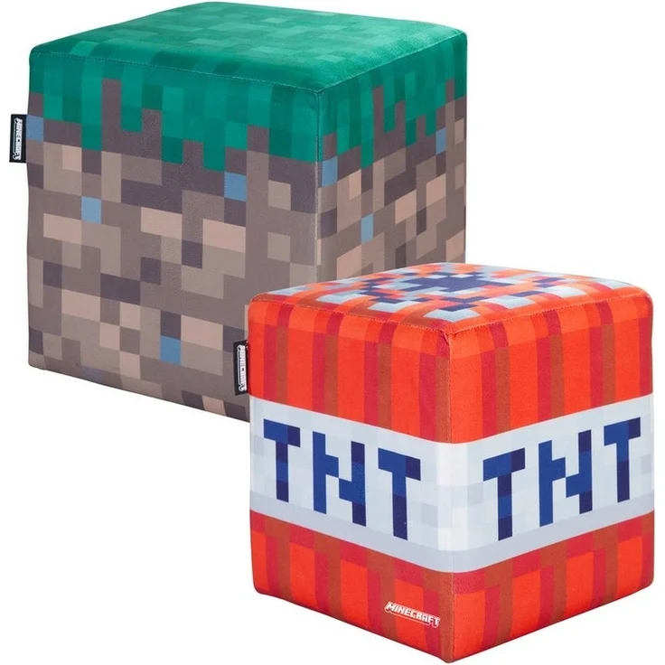 MINECRAFT - Sitzhocker, Pouf, Ottomane, Fußablage, im 2er Set, buntes Minecraft Design – Bild 5