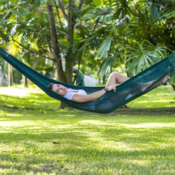 MacaMex Mexikanische Netzhängematte Double PLUS darkgreen grün, 200 cm x 410 cm – Bild 3