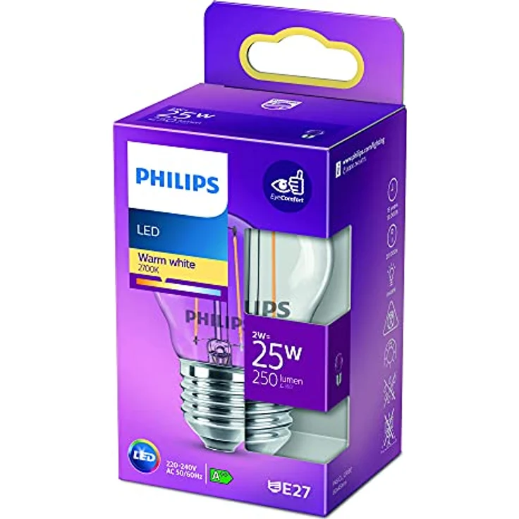 Philips LED Lampe Lüsterkolben E27, 250 lm Warmweiß (2700K), entspricht 25 W – Bild 2